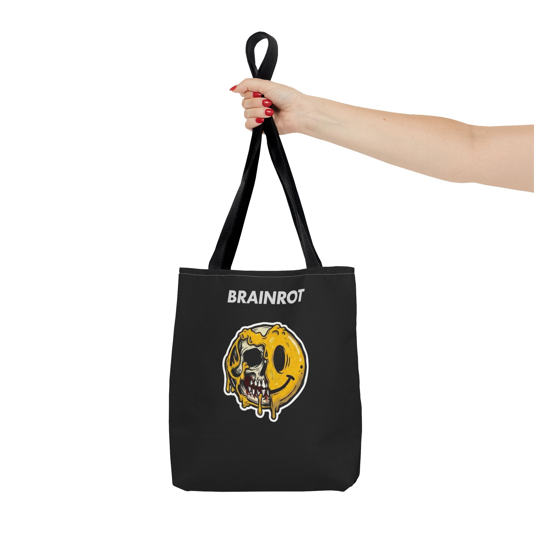 Brainrot Smiley Tote Bag — Grunge Melting Smile Design