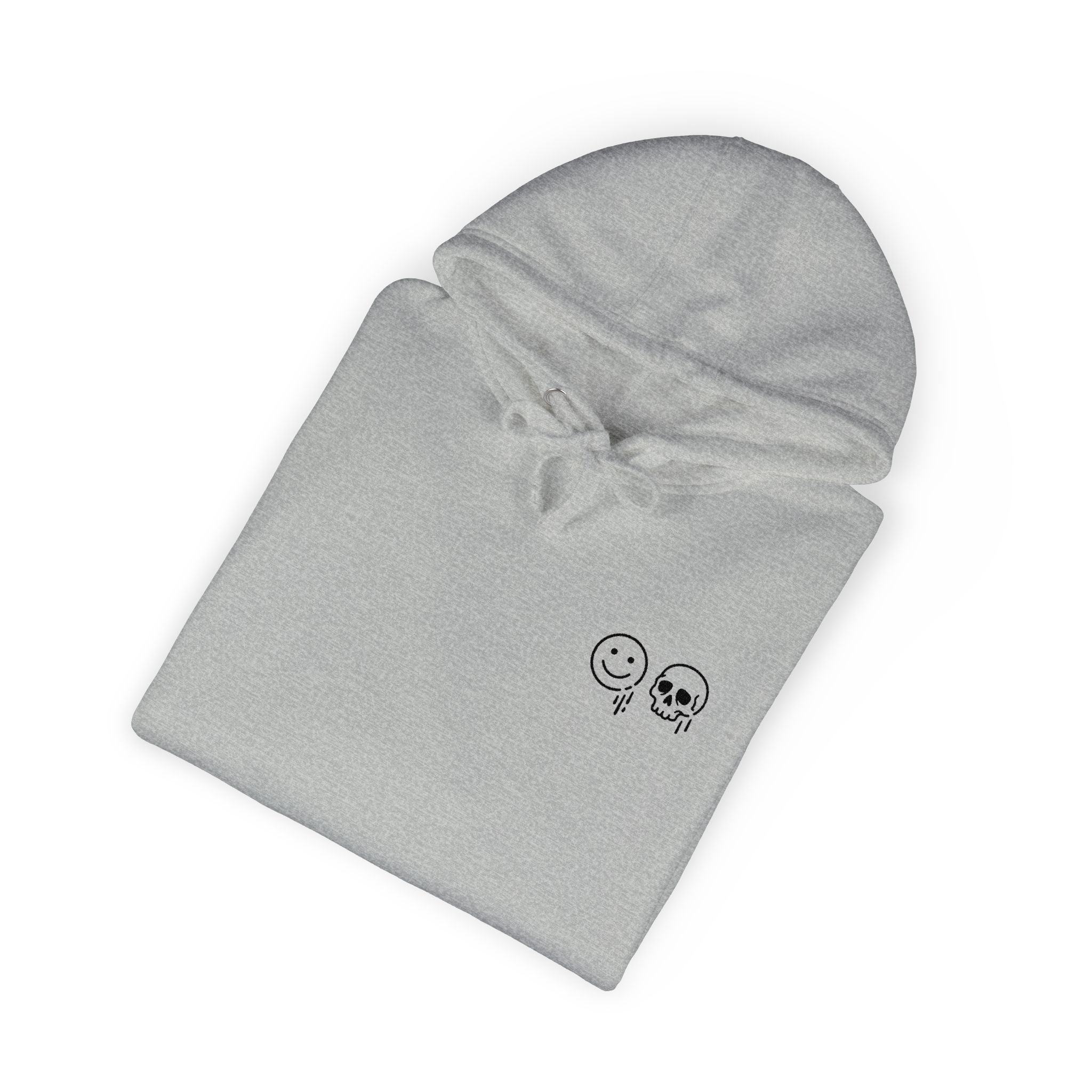 Skull & Smile Hoodie — Minimal Chest Graphic Casual Pullover