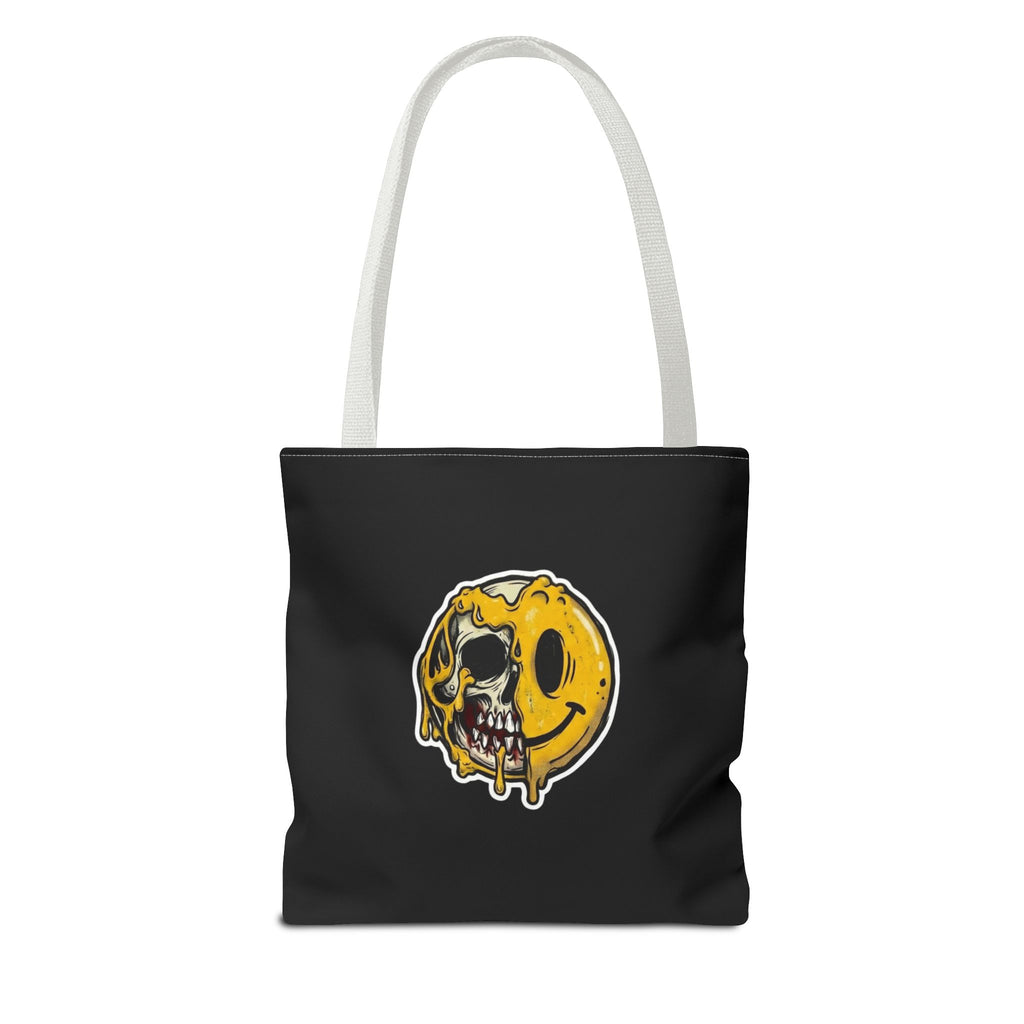 Brainrot Smiley Tote Bag — Grunge Melting Smile Design
