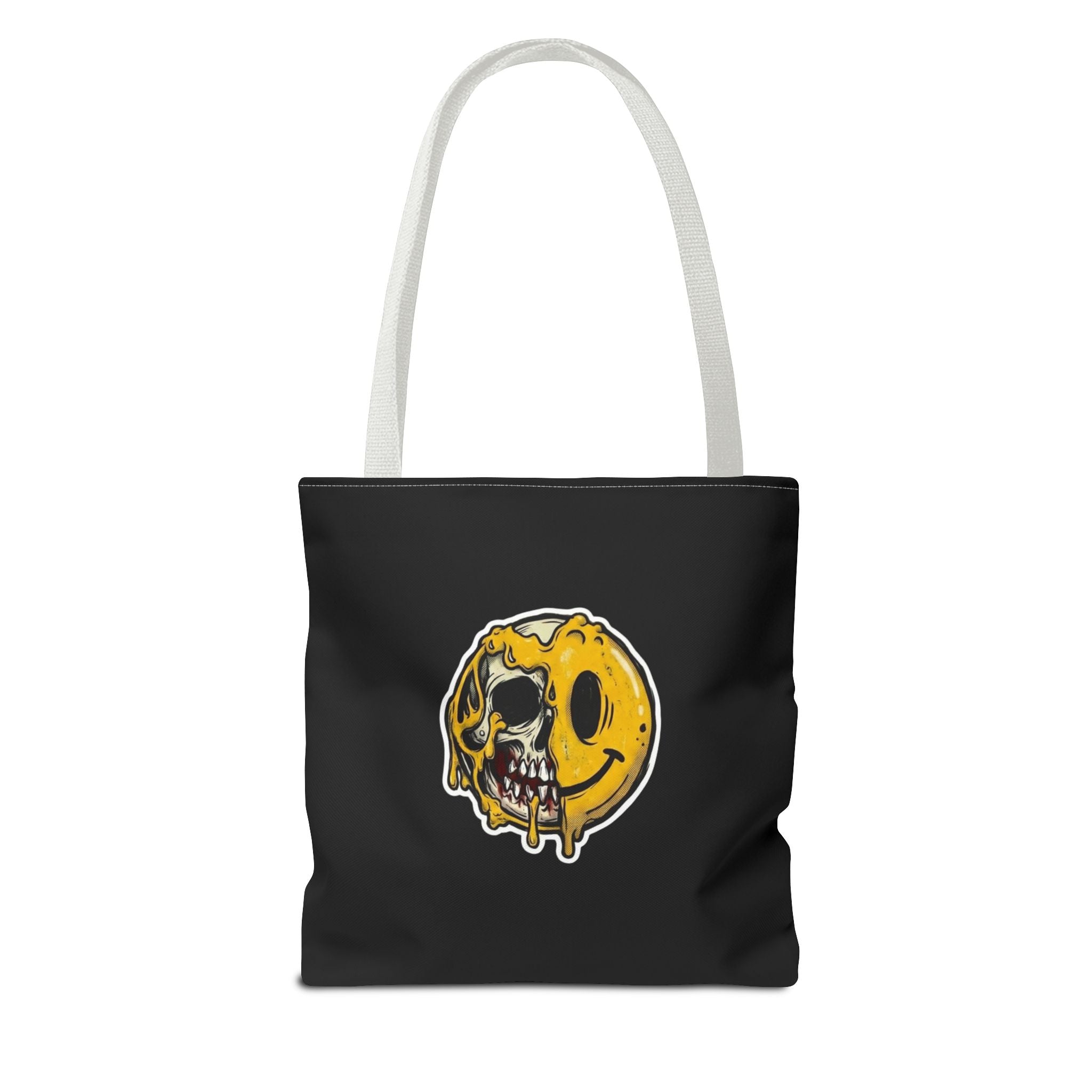 Brainrot Smiley Tote Bag — Grunge Melting Smile Design