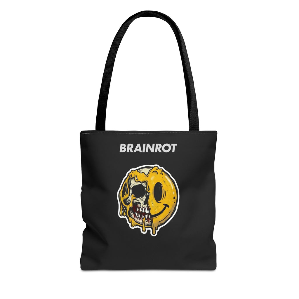 Brainrot Smiley Tote Bag — Grunge Melting Smile Design