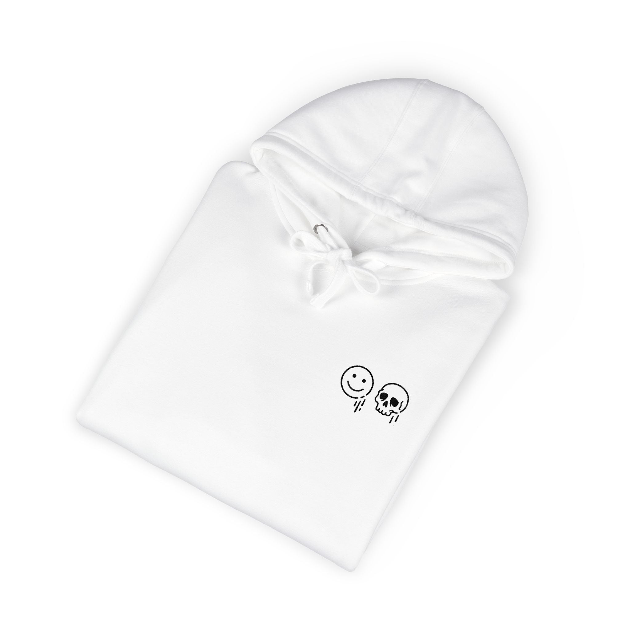 Skull & Smile Hoodie — Minimal Chest Graphic Casual Pullover