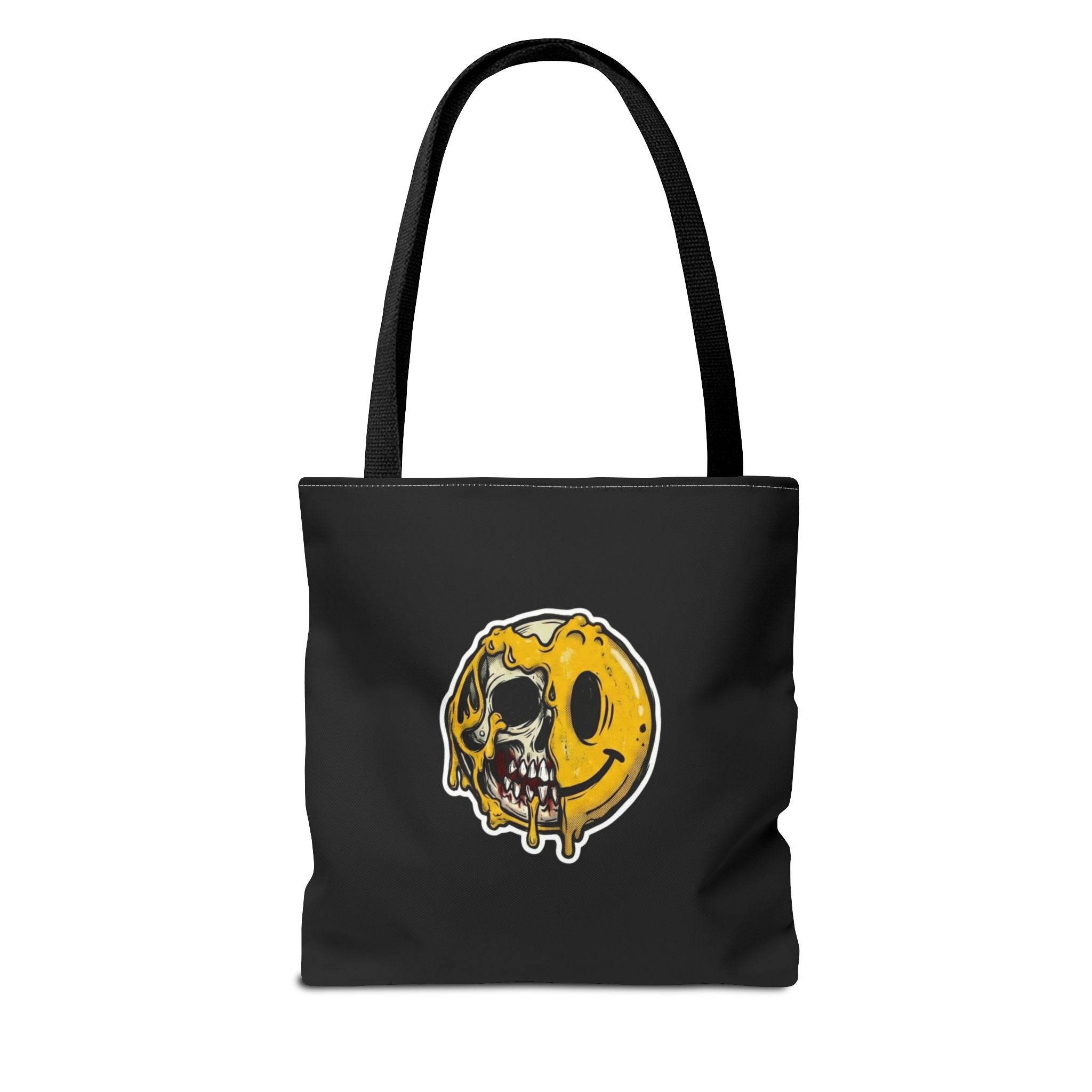 Brainrot Smiley Tote Bag — Grunge Melting Smile Design