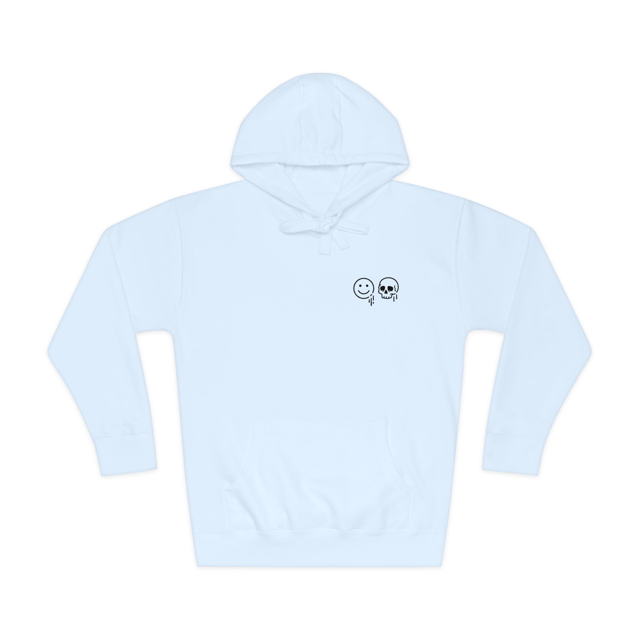 Skull & Smile Hoodie — Minimal Chest Graphic Casual Pullover