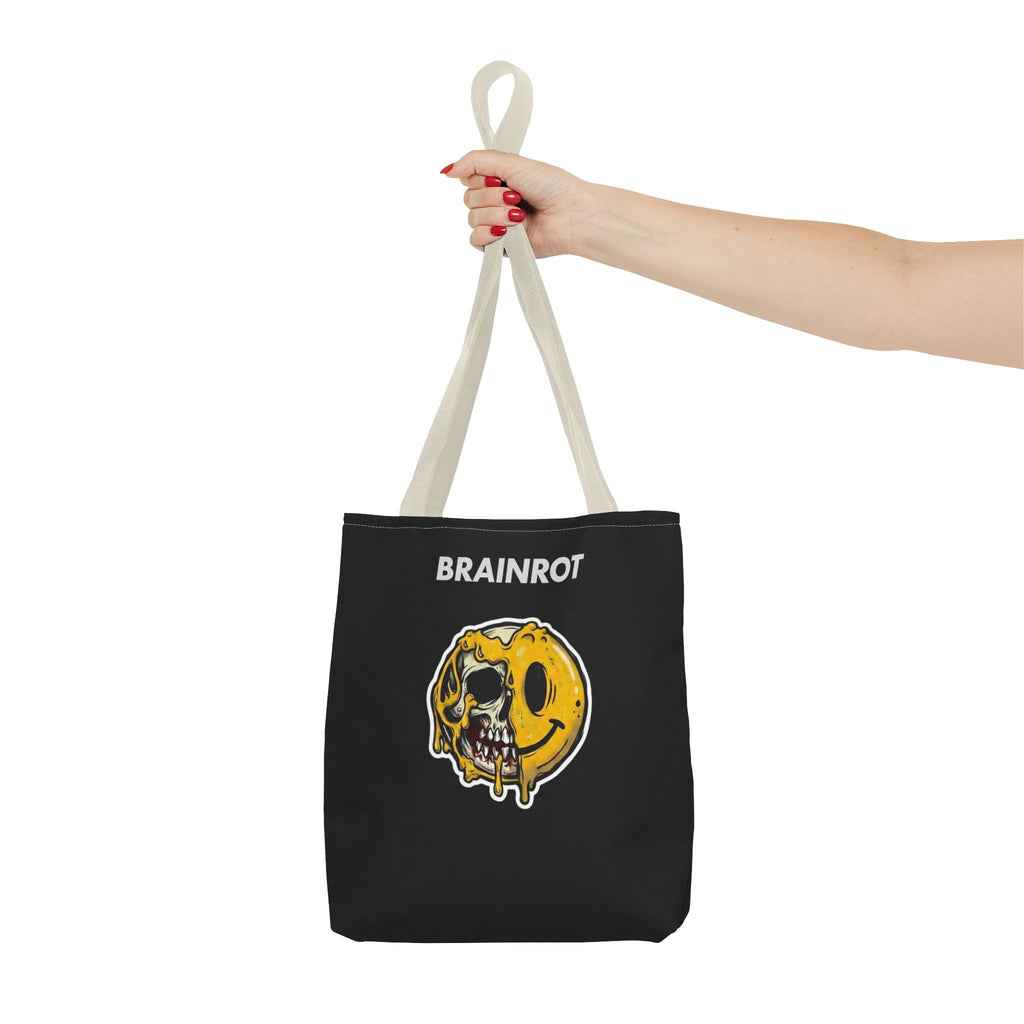 Brainrot Smiley Tote Bag — Grunge Melting Smile Design