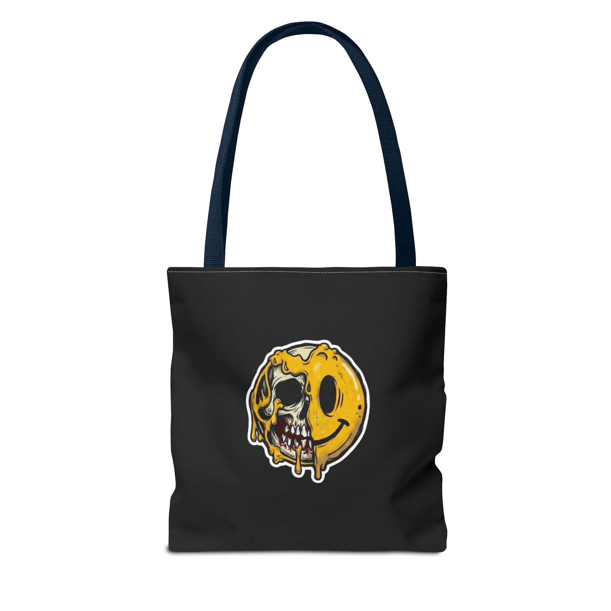 Brainrot Smiley Tote Bag — Grunge Melting Smile Design