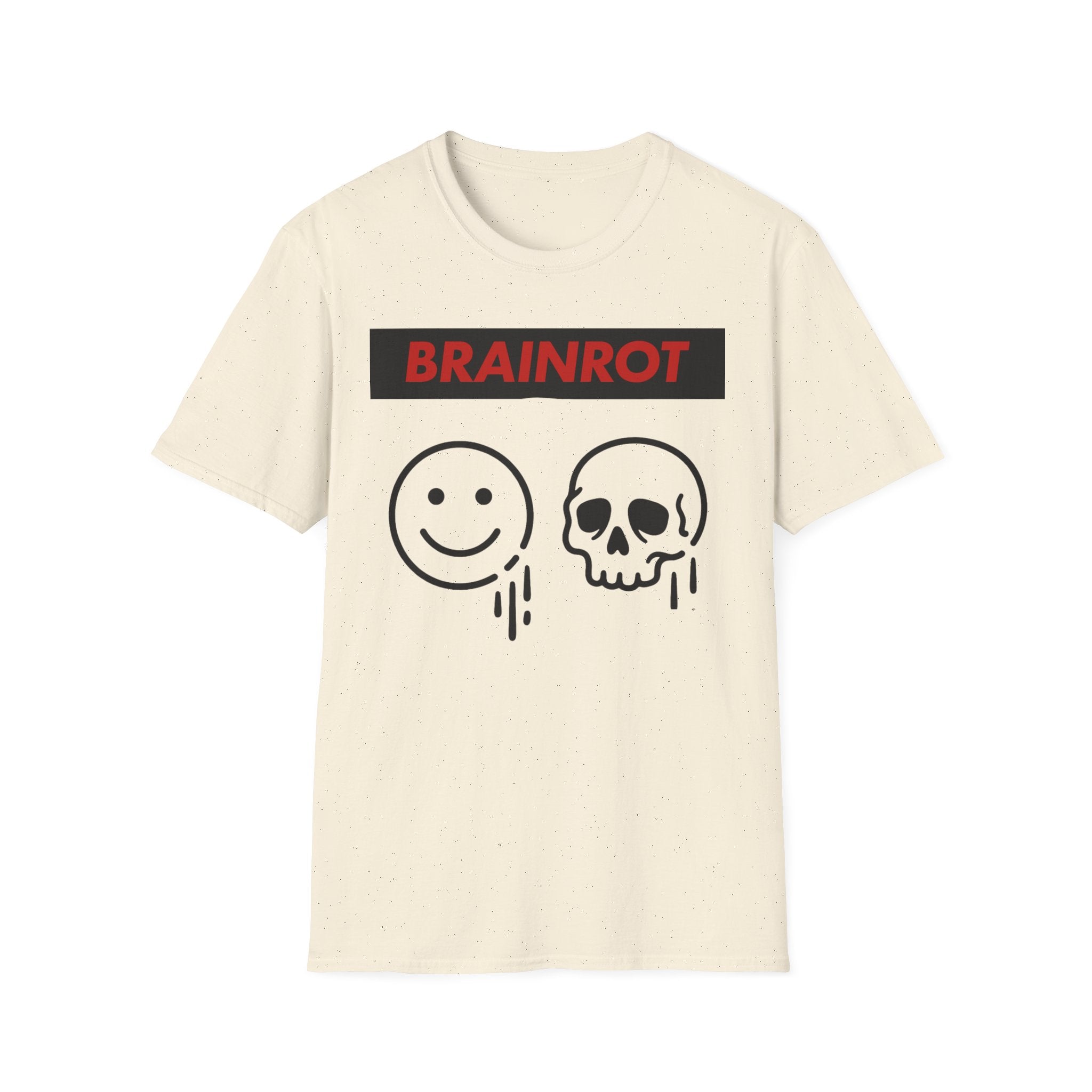 Brainrot Graphic T-Shirt — Smiley & Skull Drip Design