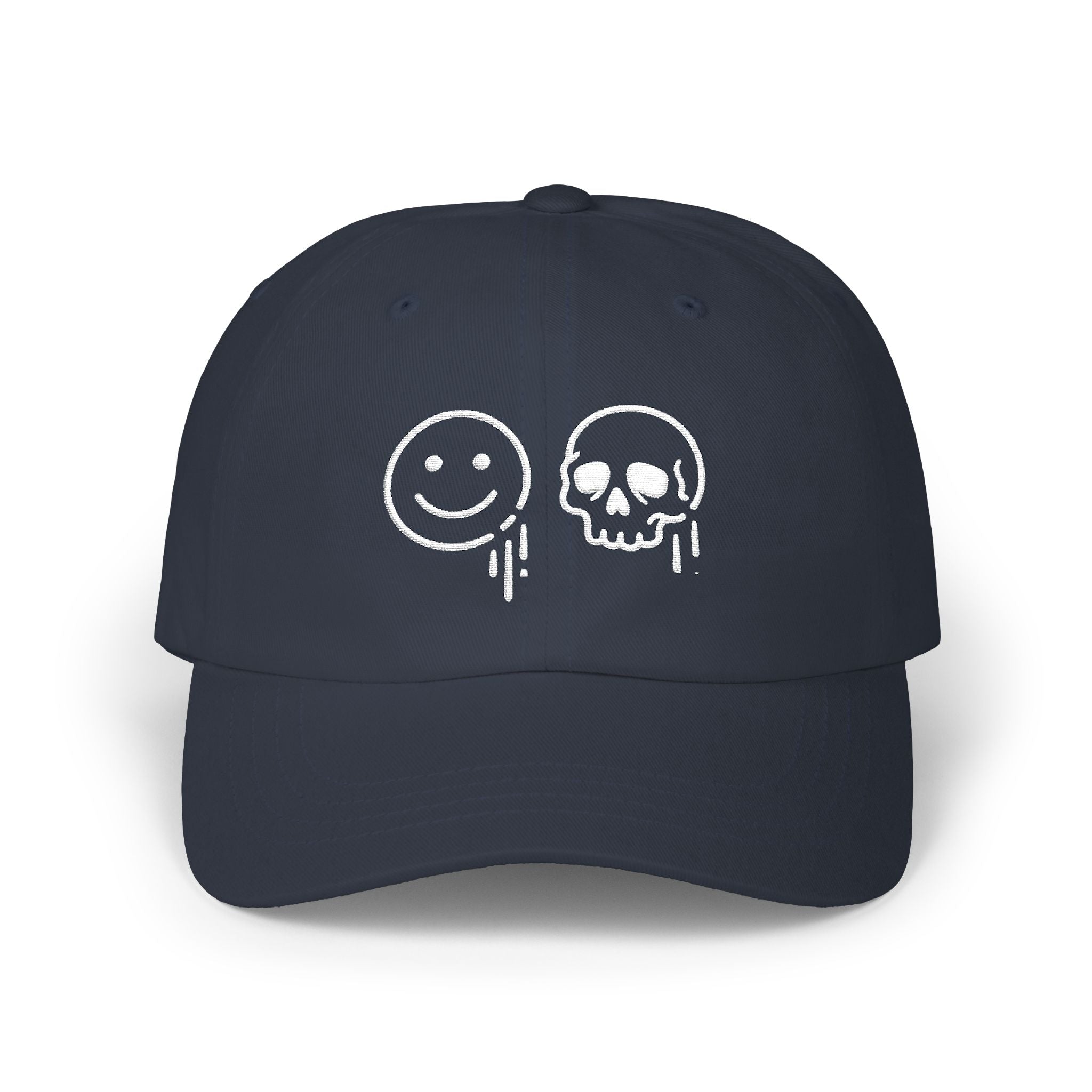 Dad Cap — Dripping Smile & Skull Embroidered Baseball Hat