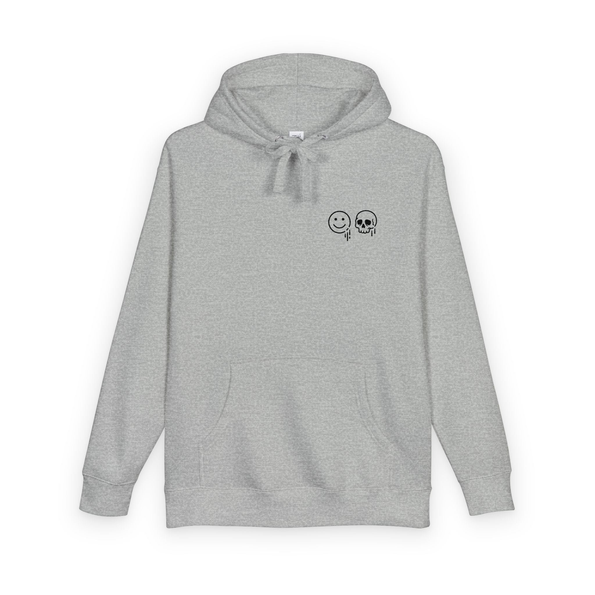 Skull & Smile Hoodie — Minimal Chest Graphic Casual Pullover