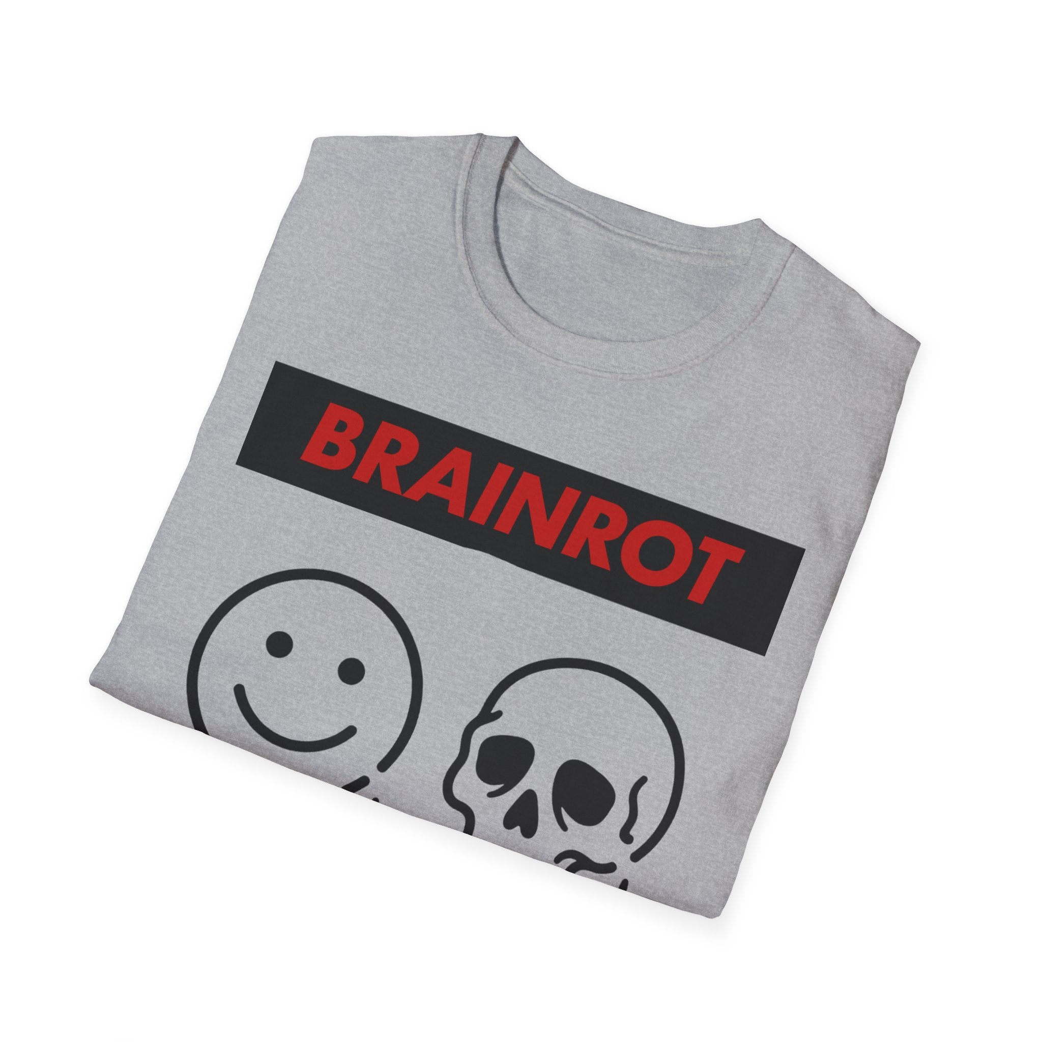 Brainrot Graphic T-Shirt — Smiley & Skull Drip Design
