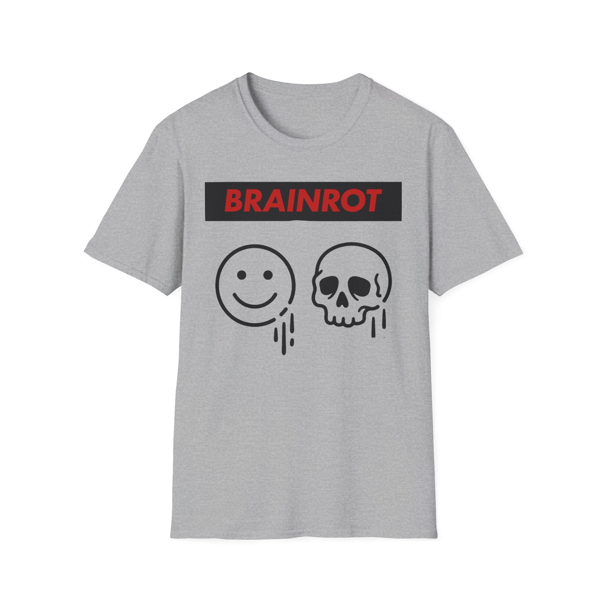 Brainrot Graphic T-Shirt — Smiley & Skull Drip Design
