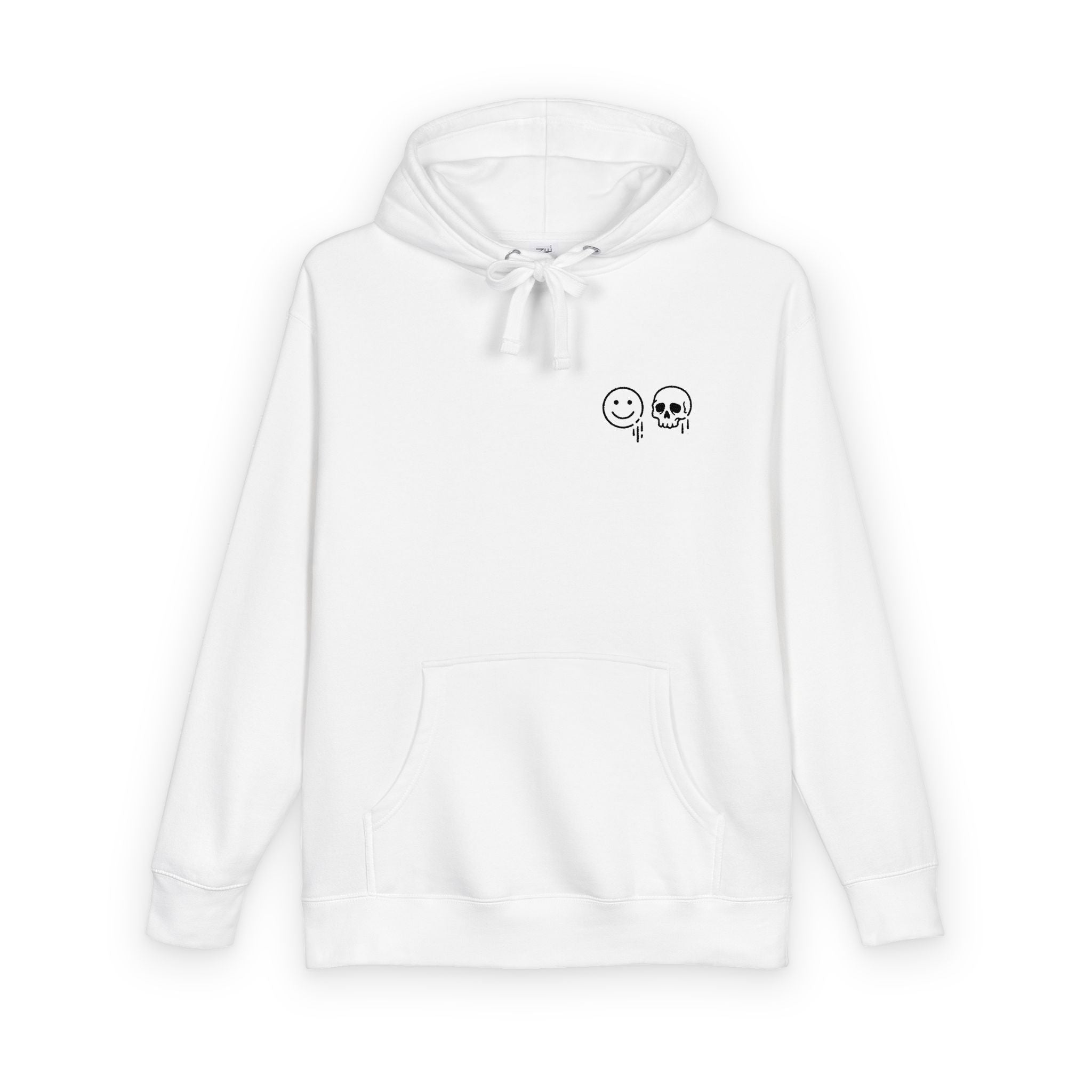 Skull & Smile Hoodie — Minimal Chest Graphic Casual Pullover