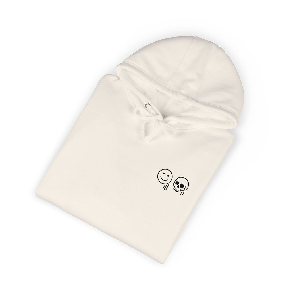 Skull & Smile Hoodie — Minimal Chest Graphic Casual Pullover