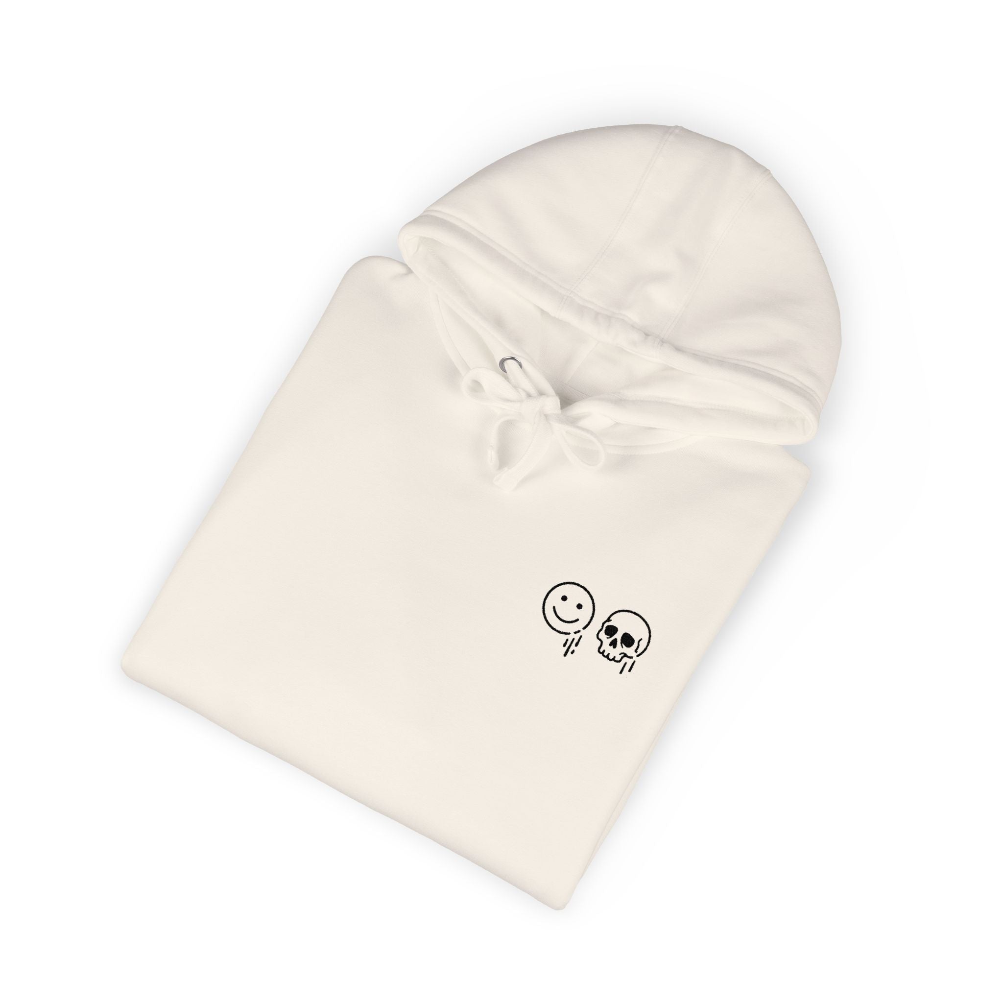 Skull & Smile Hoodie — Minimal Chest Graphic Casual Pullover