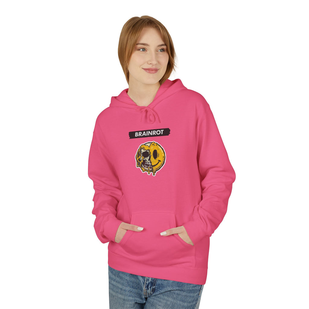 Brainrot Hoodie — Vintage Smiley Skull Graphic Pullover