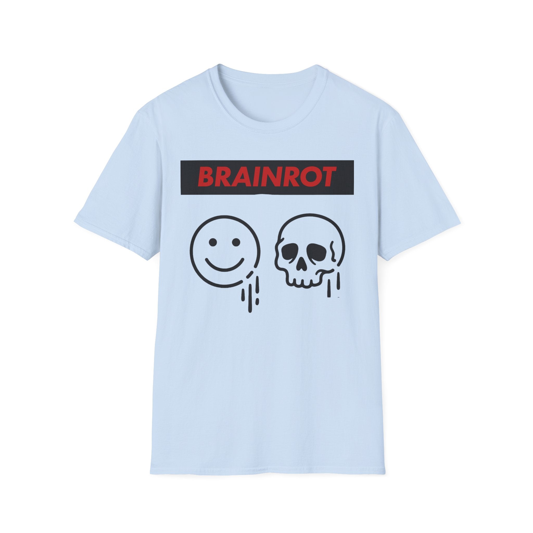 Brainrot Graphic T-Shirt — Smiley & Skull Drip Design