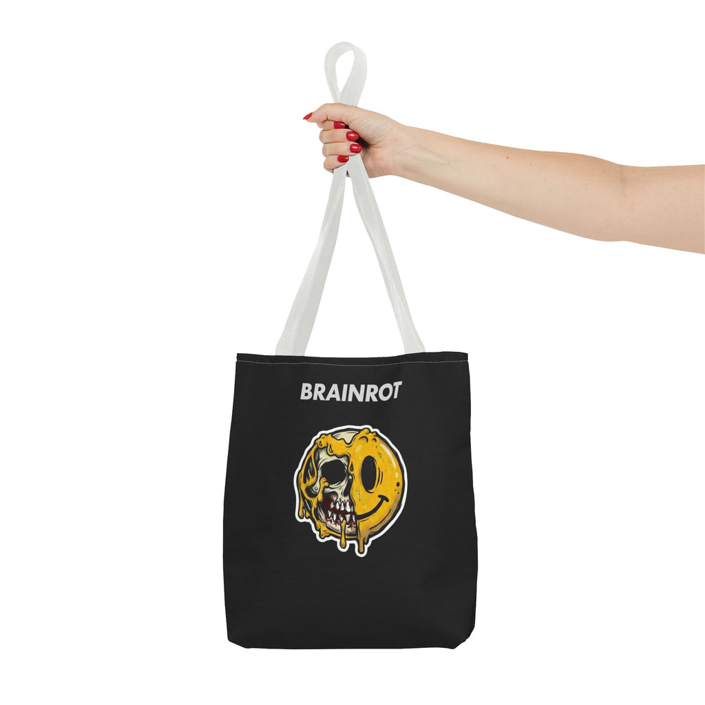 Brainrot Smiley Tote Bag — Grunge Melting Smile Design