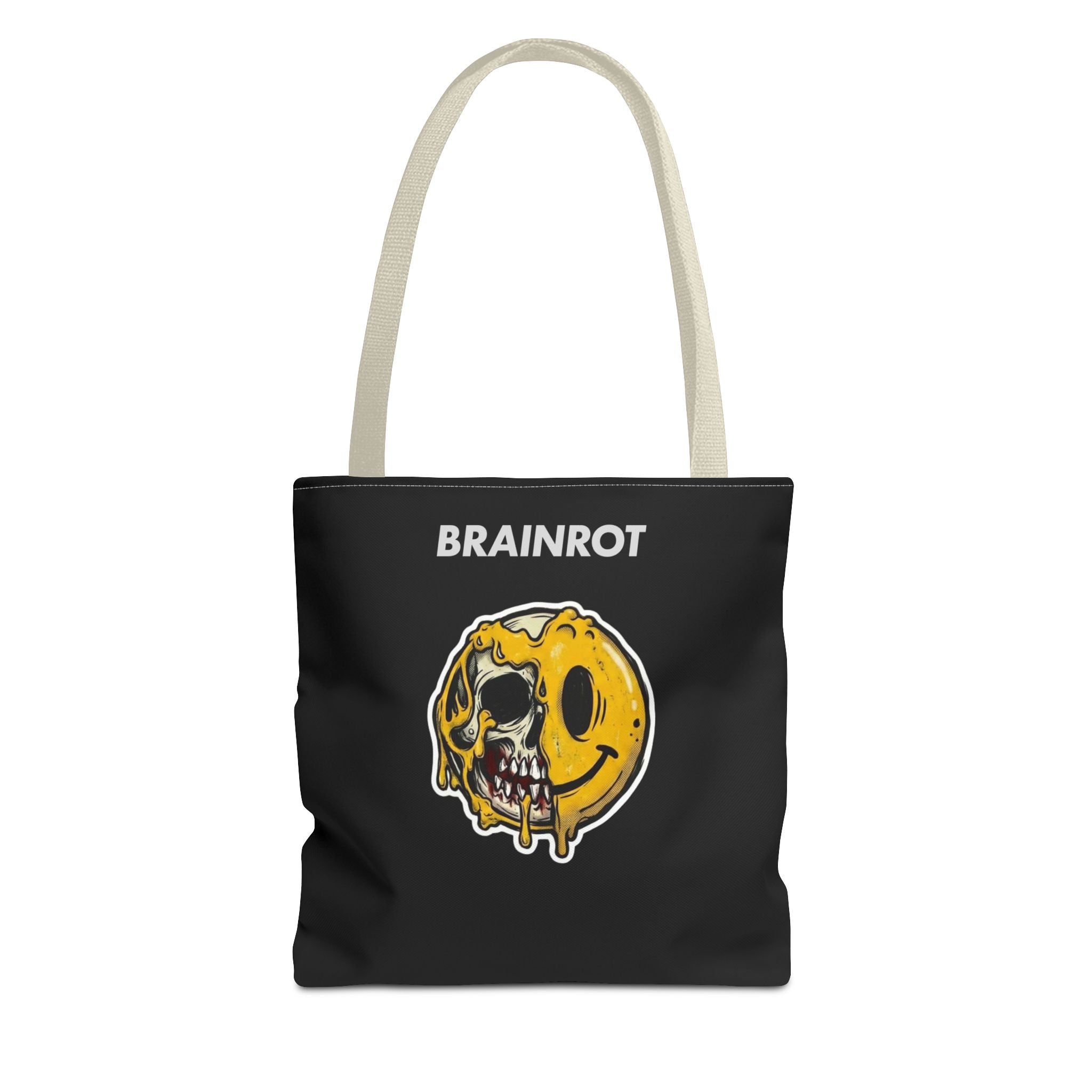 Brainrot Smiley Tote Bag — Grunge Melting Smile Design
