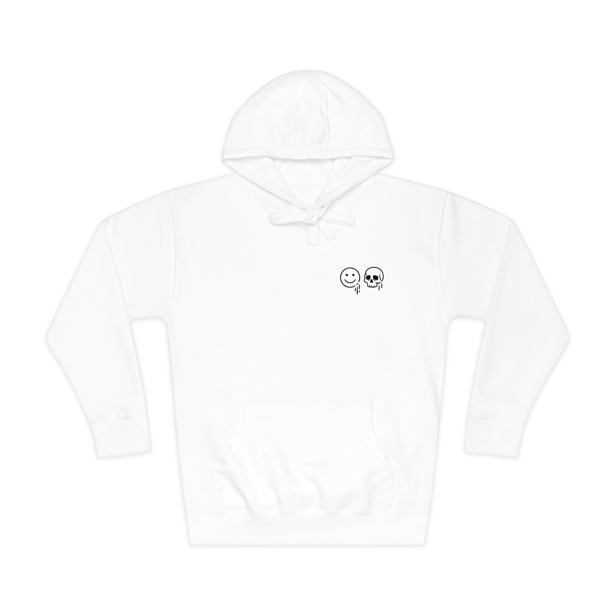 Skull & Smile Hoodie — Minimal Chest Graphic Casual Pullover