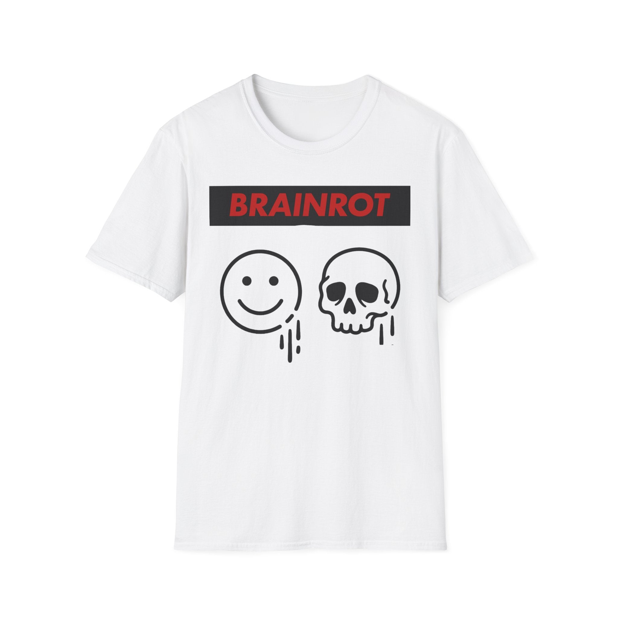 Brainrot Graphic T-Shirt — Smiley & Skull Drip Design