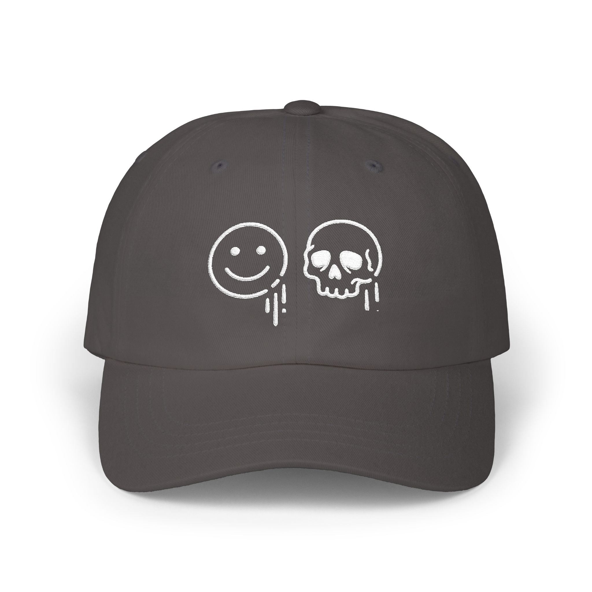 Dad Cap — Dripping Smile & Skull Embroidered Baseball Hat