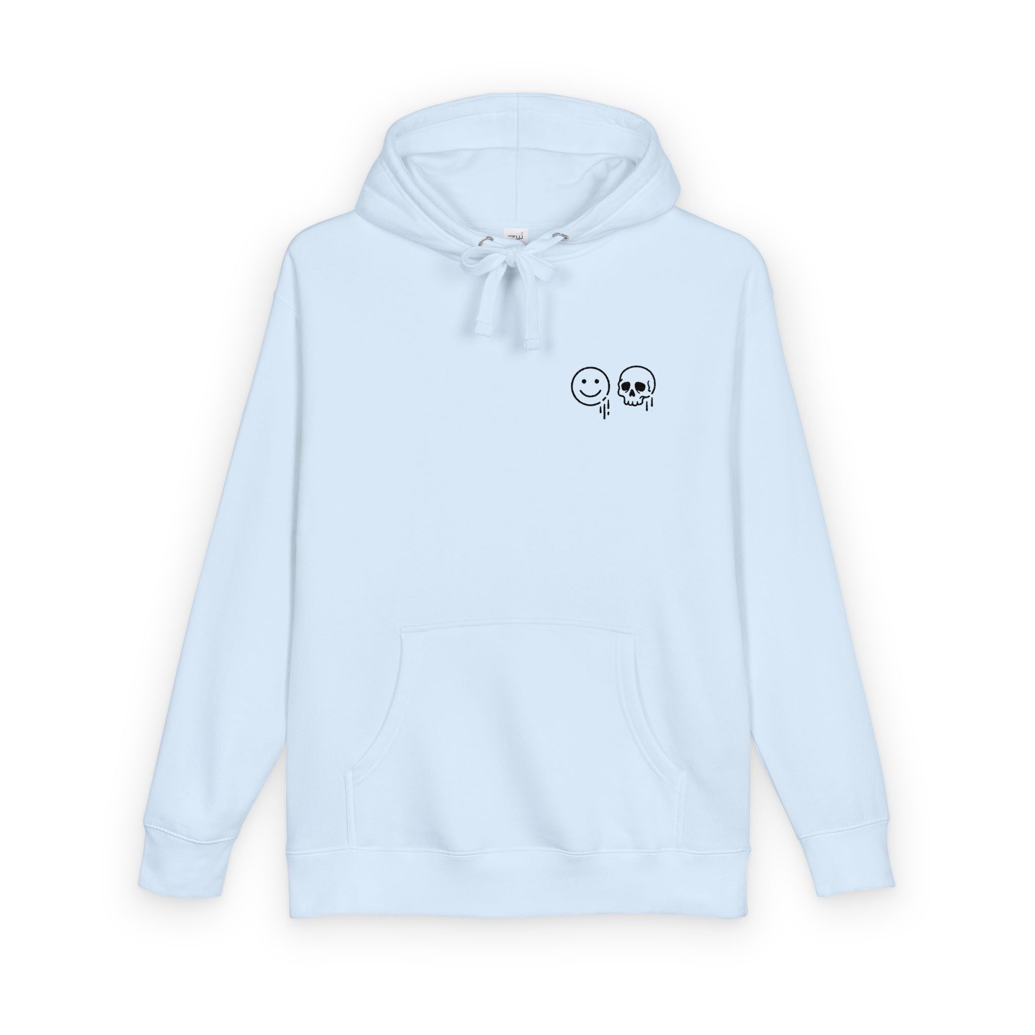 Skull & Smile Hoodie — Minimal Chest Graphic Casual Pullover