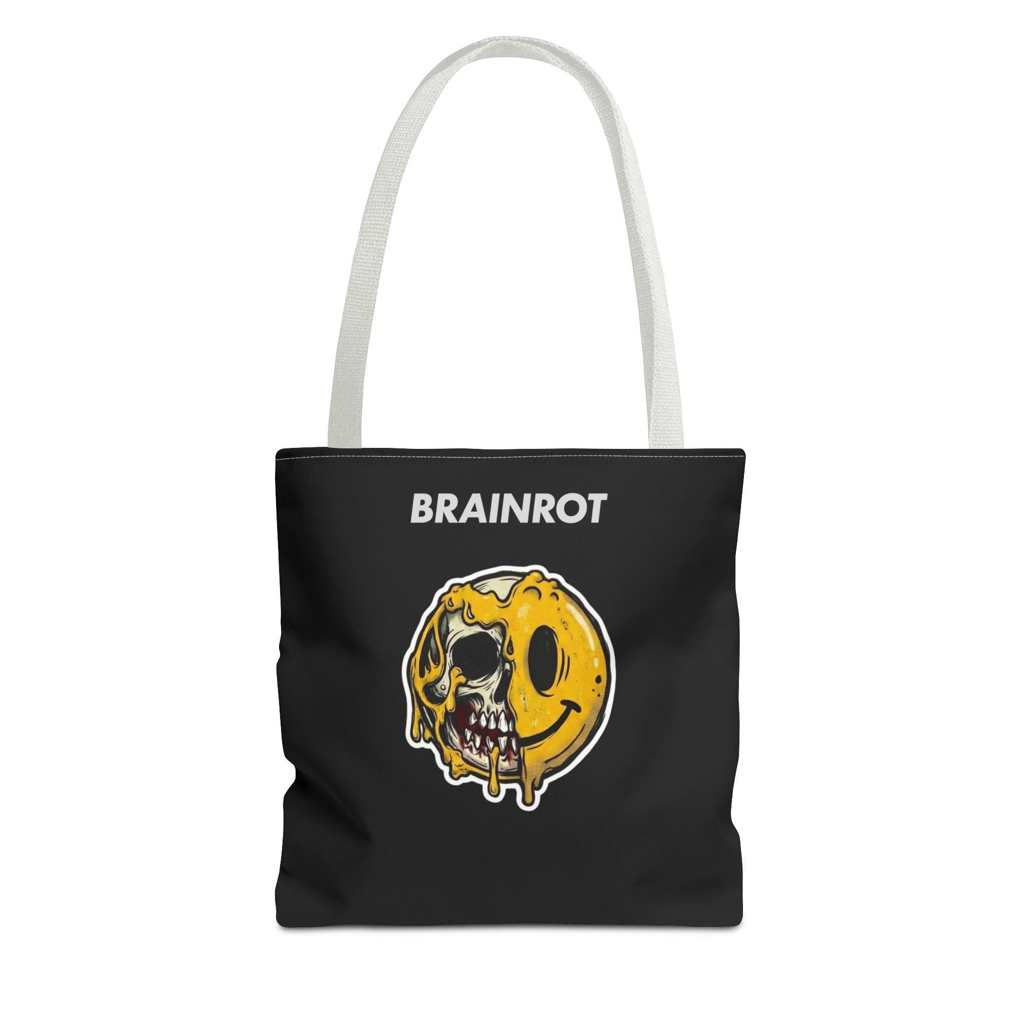 Brainrot Smiley Tote Bag — Grunge Melting Smile Design
